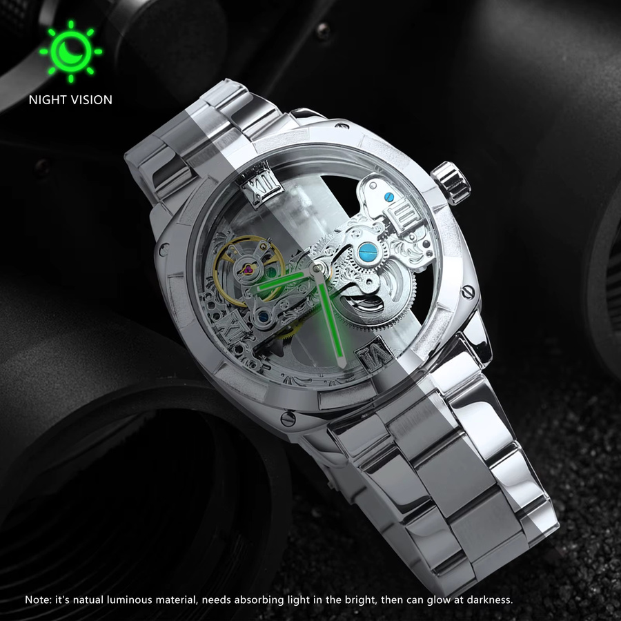 WINNER Armbanduhr Automatik, Edelstahl, Herren, Silber, Gold - Bild 2