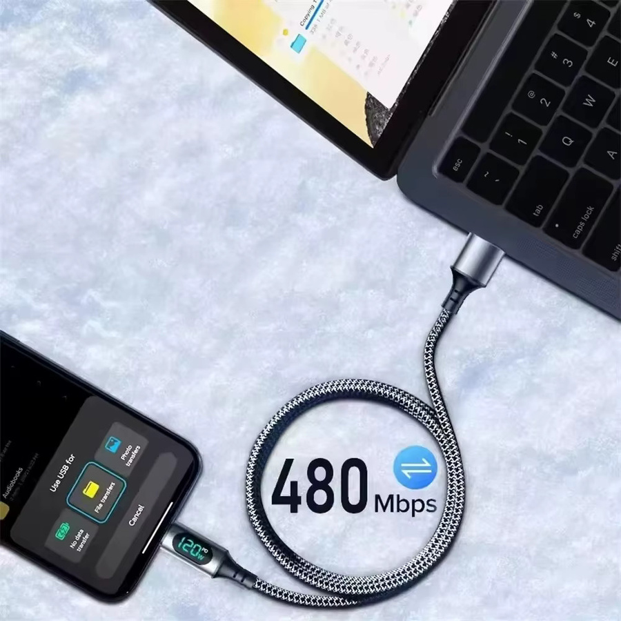 USB-C Schnellladegerät mit Digital Display, 120 W PD Wandladegerät für iPhone, Samsung und Xiaomi - Bild 2