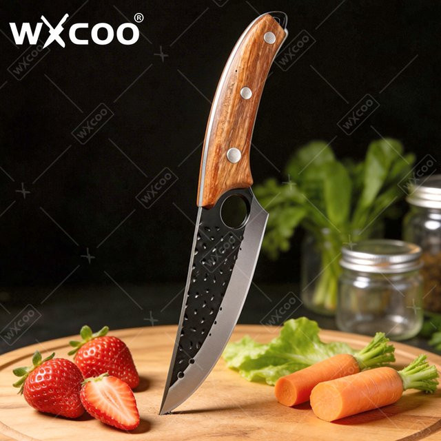 WXCOO Professionelles Ausbeinmesser aus geschmiedetem Edelstahl mit Holzgriff für Fleisch und Gemüse - Bild 1