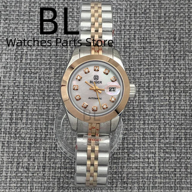 BLIGER Armbanduhr Automatik, Edelstahl, Roségold, Diamant, 28 mm, Damen - Bild 1