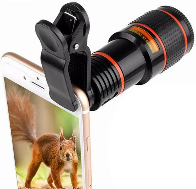 Handy-Mini-Teleskop 8-fach hochauflösendes Monokular-Teleobjektiv für Mobiltelefone in Schwarz - Bild 1