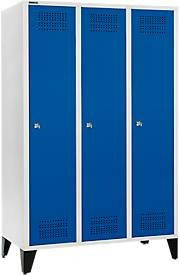 Schäfer Shop Genius Kleiderspind mit Füßen, 3 Abteile, Zylinderschloss, lichtgrau/enzianblau, B/T/H: 400 mm Abteilbreite - Bild 1