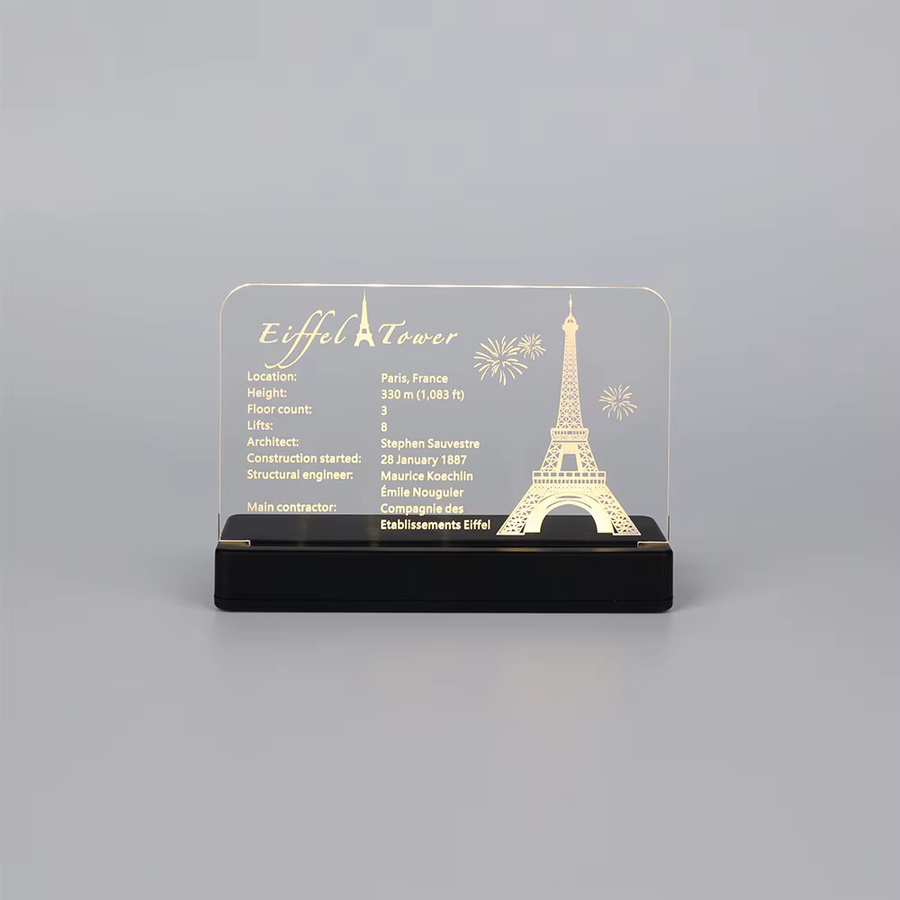 Kyglaring LED-Licht Acryl-Displaytafel Schild Namensschild für Eiffelturm 10307 - Bild 2