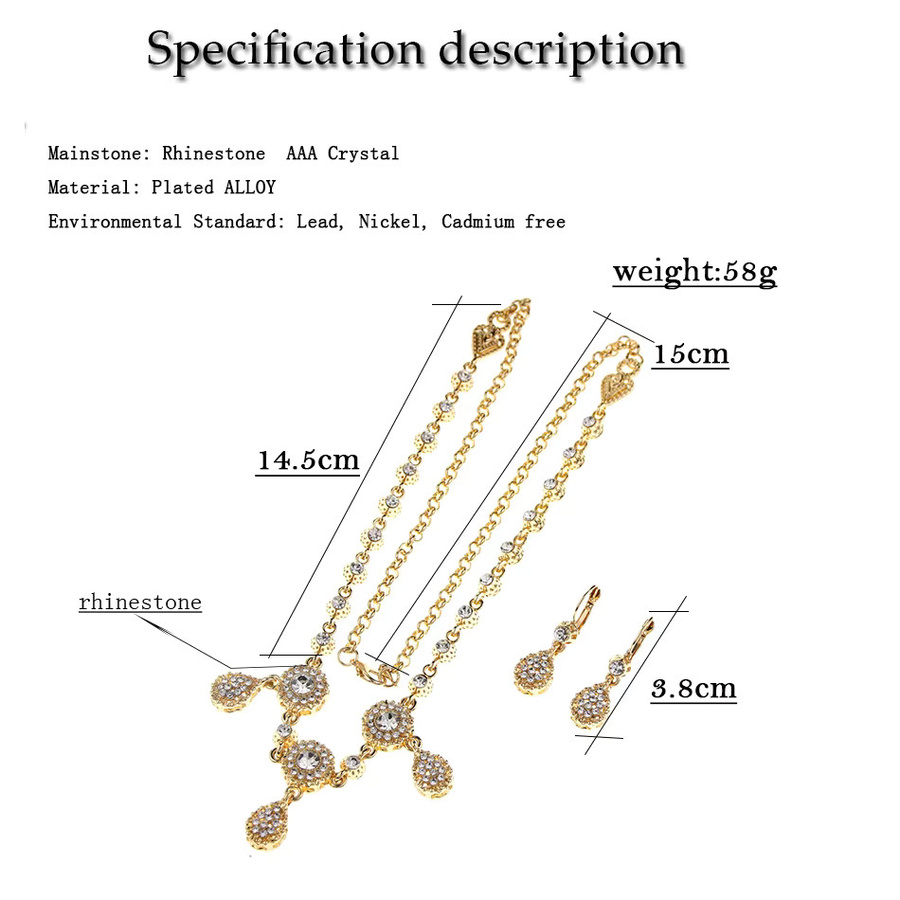 Sunspicems Schmuck-Set, Gold, Kristall, Damen - Bild 4