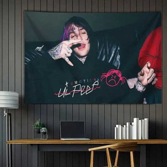 VIKAMA Lil Peep Wandteppich Emo Rap Wandkunst für dein Schlafzimmer oder Wohnzimmer in Multicolour, Breite: 60 cm, Höhe: 40 cm - Bild 1