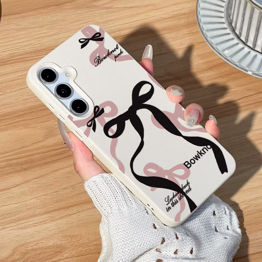 Doppellagige Handyhülle mit Schleife für Samsung Galaxy S25 Ultra S24 FE S23 A17 A56 5G A16 A55 A36 A53 A35 A06 A07 A26 in Schwarz und Pink - Bild 5