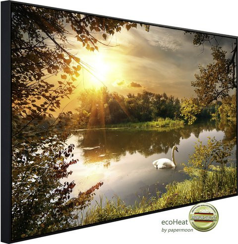 papermoon EcoHeat Infrarotheizung Schwan am Teich mit Matt-Effekt in Bunt, App-Steuerung und Überhitzungsschutz - Bild 1