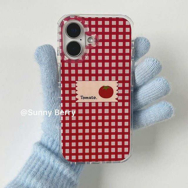 Handyhülle mit Tomaten-Karo-Design und Feder-Textur für Xiaomi Redmi Note Pro Plus 4G 5G - Bild 1