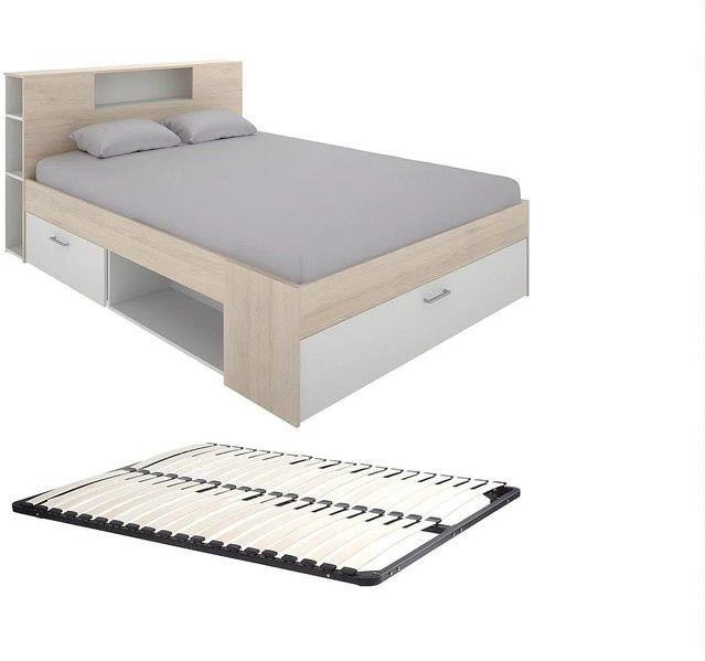 Bettrahmen Vente-unique Leandre mit Schubladen in Weiß, B/T/H: 140 x 190 x 218,5 cm - Bild 1