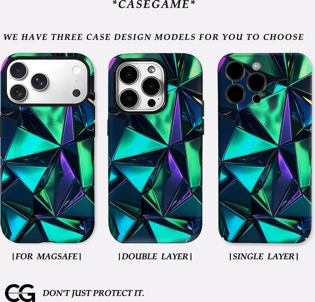 Potdemiel Magnetische Handyhülle mit schillernden Kristallscheinen für iPhone 17 16 15 Pro Max Plus, Mehrfarbig - Bild 1