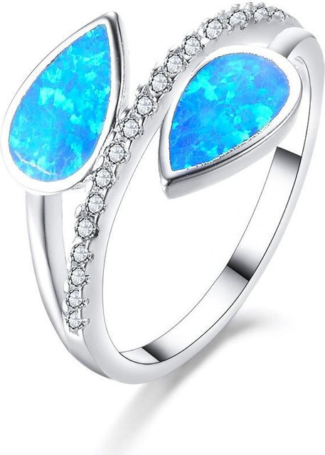 YIRAN Jewelry Ring, Silber, Messing, Zirkonia, Damen, blau, Größe 10 - Bild 1