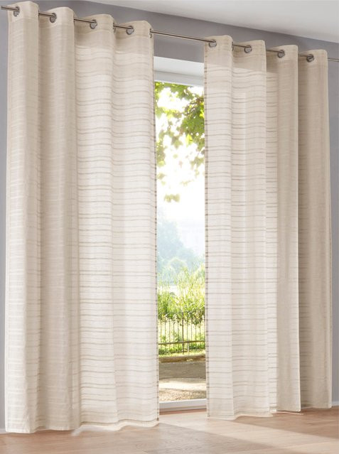 Dekostore Heine Home in Beige, semi-transparent mit Streifenmuster, 100% Polyester - Bild 1