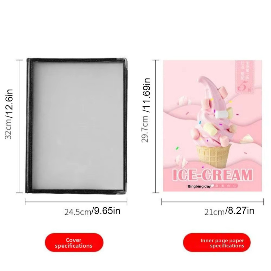 Faltbare Menümappe aus transparentem PVC mit Metallecken und doppelseitiger Kartenhalterung für A4, wasserdicht und wiederverwendbar - Bild 2