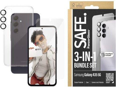 PanzerGlass 3-in-1 Bundle für Samsung Galaxy A35 5G mit Edge2Edge Schutzglas, Hülle und Linsenschutz in Transparent - Bild 1