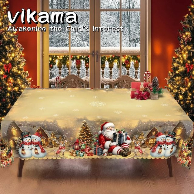 VIKAMA Weihnachts-Tischdecken-Set für Heiligabend und festliche Anlässe in Küche und Terrasse - Bild 1