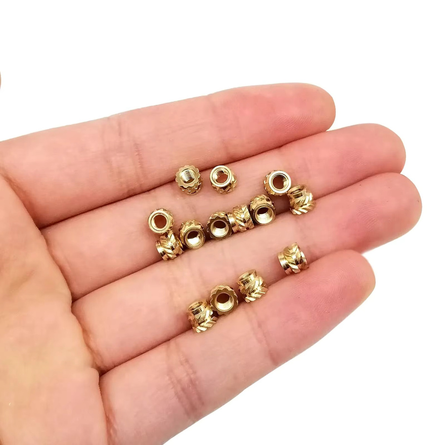 HZYUEGOU Messing Einsatzmuttern mit Doppel-Twill-Rändelgewinde für Hot Melt und Spritzguss, Farbe: Gold - Bild 2