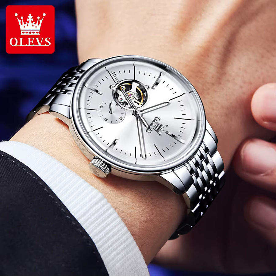 OLEVS Armbanduhr Automatik, Edelstahl, Silber, Herren - Bild 3