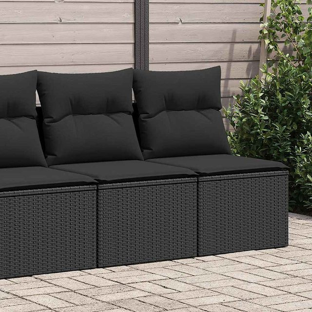 vidaXL 2-teilige Garten-Sofagarnitur aus Polyrattan und Akazie mit Kissen in Schwarz - Bild 2