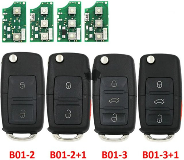 Wilongda Auto Funkschlüssel Set für VW mit B01-2, B01-3 und Universal Fernbedienung, Schwarz - Bild 1