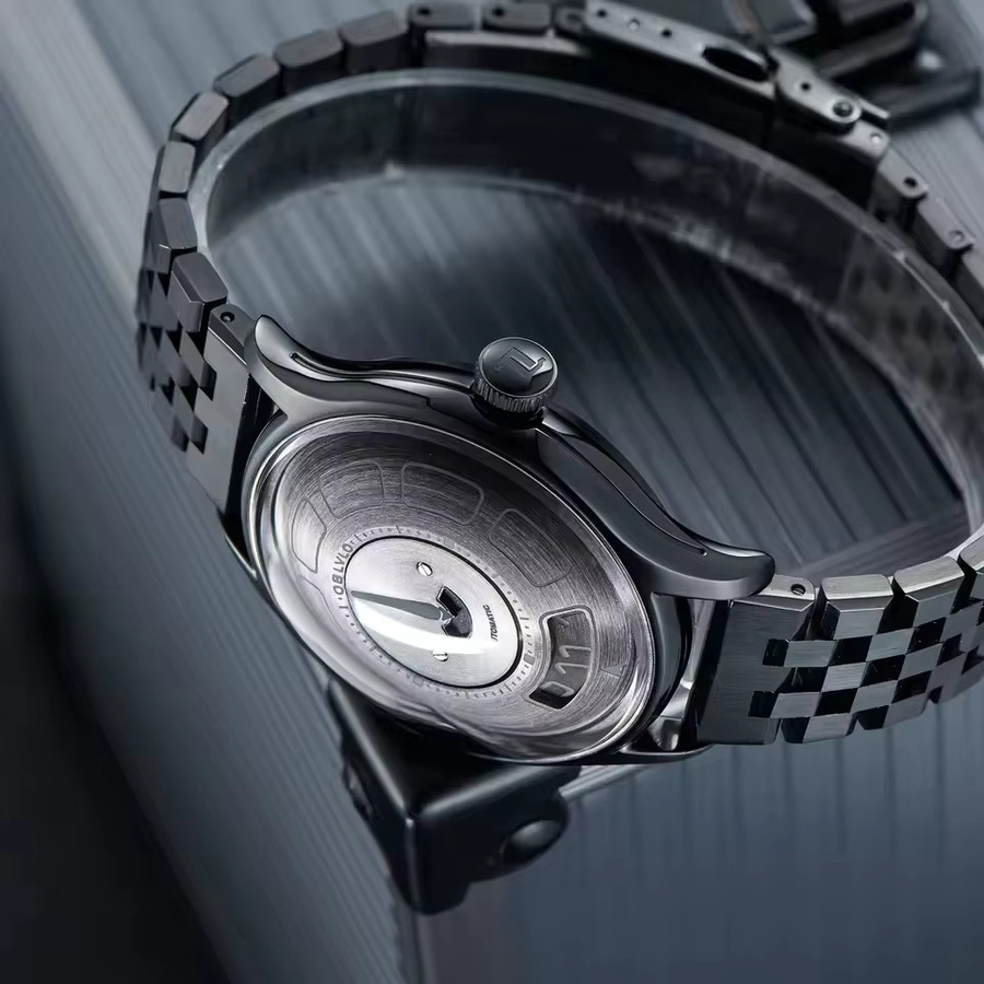 OBLVLO Armbanduhr Automatik, Edelstahl, 41 mm, Herren, Silber - Bild 4