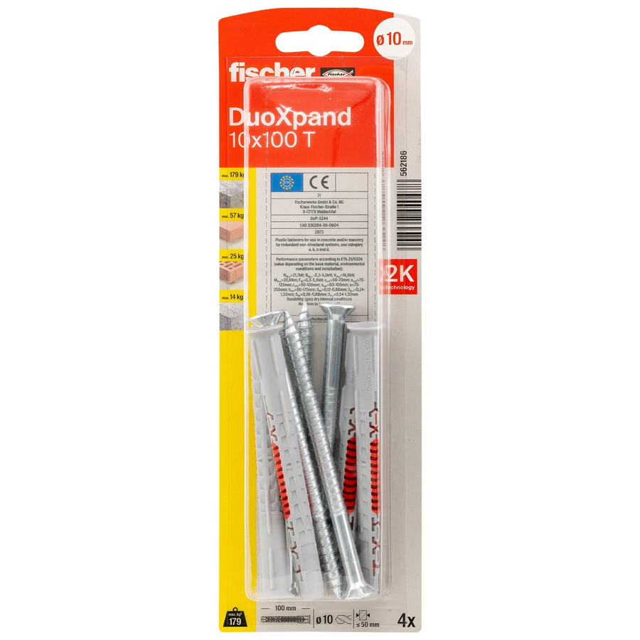 Fischer Langschaftdübel DuoXpand T mit Senkkopfschraube, Durchmesser: 10 mm, Länge: 100 mm, 4 Stück - Bild 2
