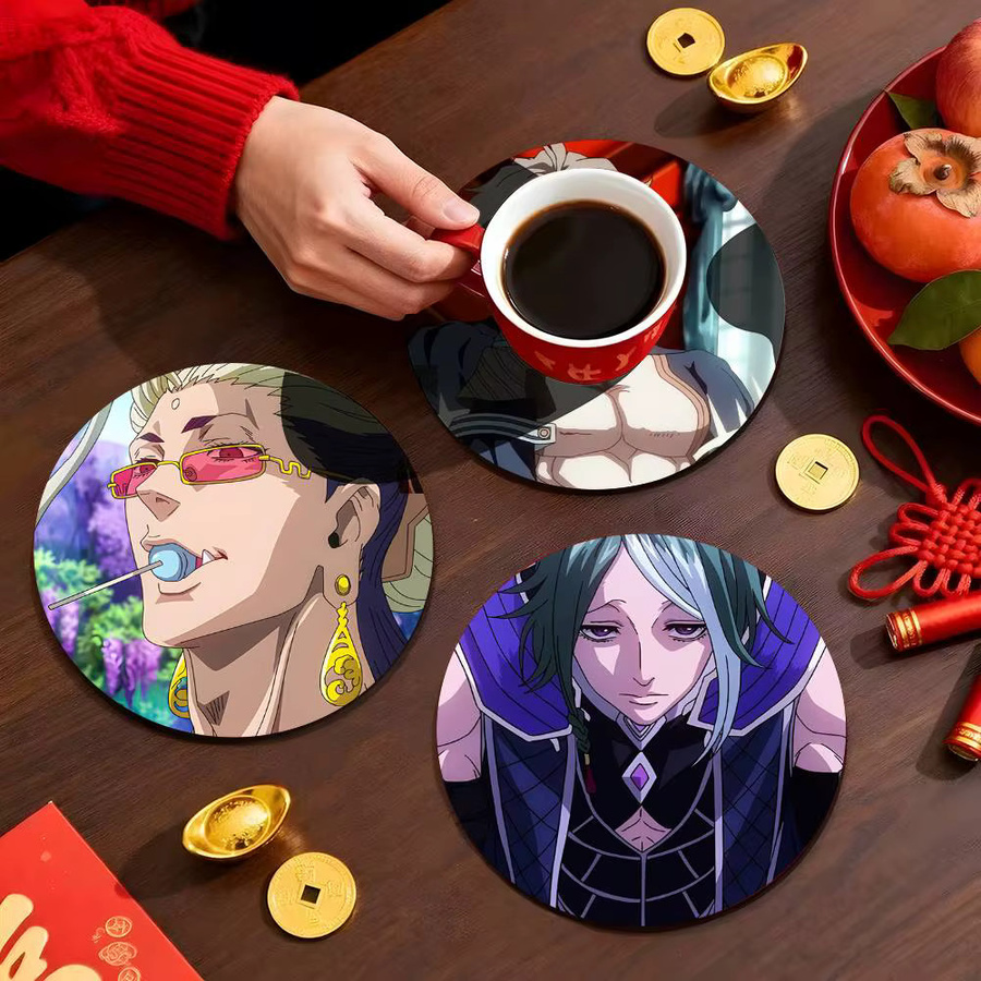 Record Of Ragnarok Anime Holzuntersetzer mit Farbdruck, runder Tassenuntersetzer in Multicolour für dein Zuhause oder den Schreibtisch - Bild 3