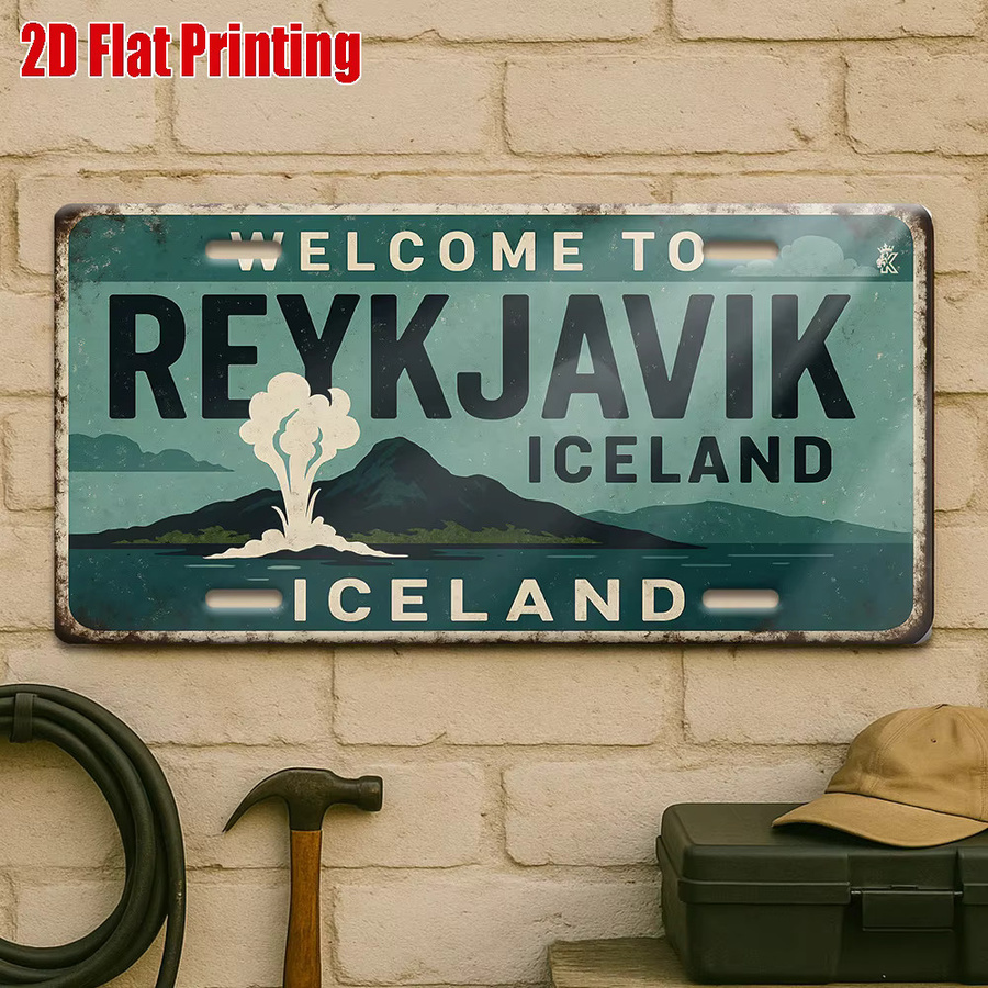 Reykjavik Island Metallschild aus Aluminium mit nordischem Design von CIFBUY, Wandkunst in Mehrfarben, B: 30,0 cm, H: 15,0 cm - Bild 3