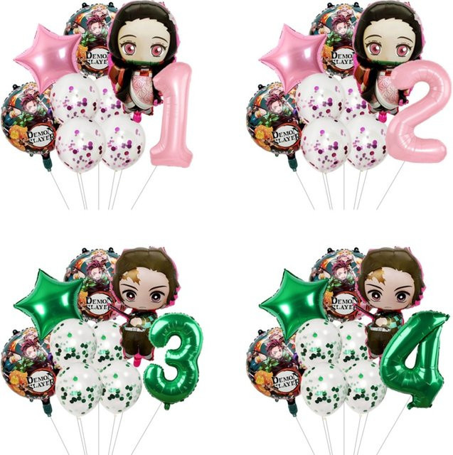 Demon Slayer Folienballons-Set mit Tanjiro und Nezuko Kamado von Bandai in Mehrfarbig für Kindergeburtstage - Bild 1