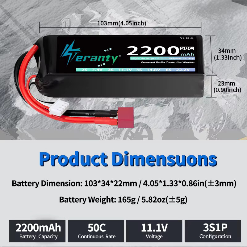 TERANTY 3S 2200mAh Lipo Batterie, 11,1V 50C/100C, mit XT60 Stecker - Bild 4