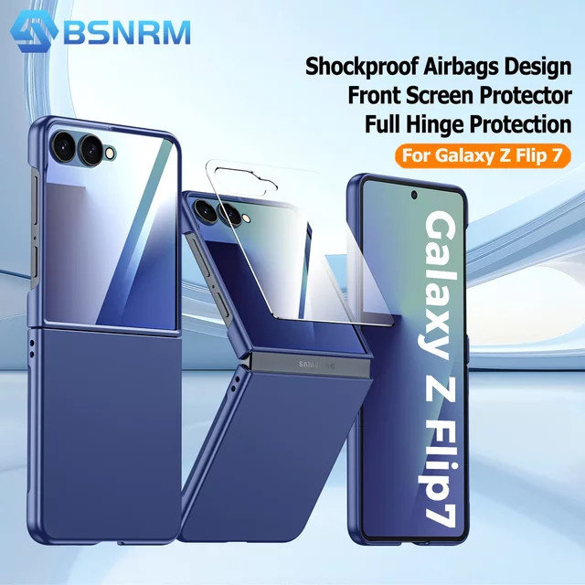 Schutzhülle für Samsung Galaxy Z Flip 7 mit Displayschutz und HD-Schutzfolie, ultradünn, kratzfest und stoßfest, Blau - Bild 1