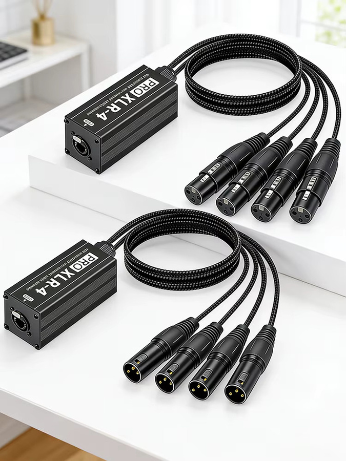 TITAK 4-Kanal XLR-Over-Ethernet-Extender Adapter RJ45 zu 4 XLR-Buchsen in Schwarz für Cat5 Cat6 Cat7 Netzwerkkabel - Bild 5