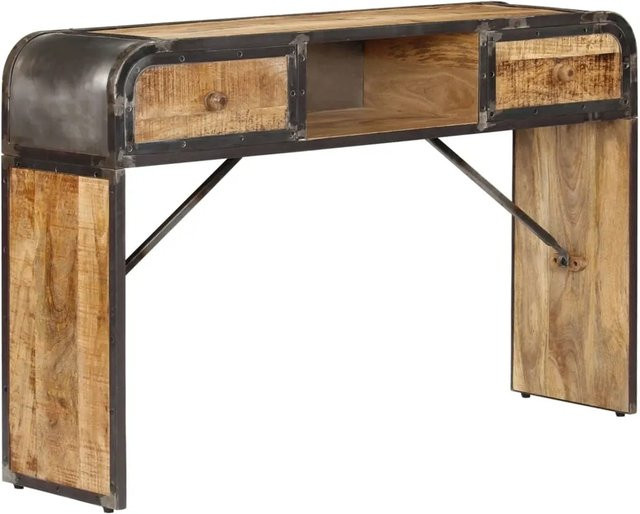 vidaXL Sideboard aus Massivholz Mango in Braun mit Eisengestell im Antik-Stil, B/T/H: 120 x 30 x 75 cm - Bild 1