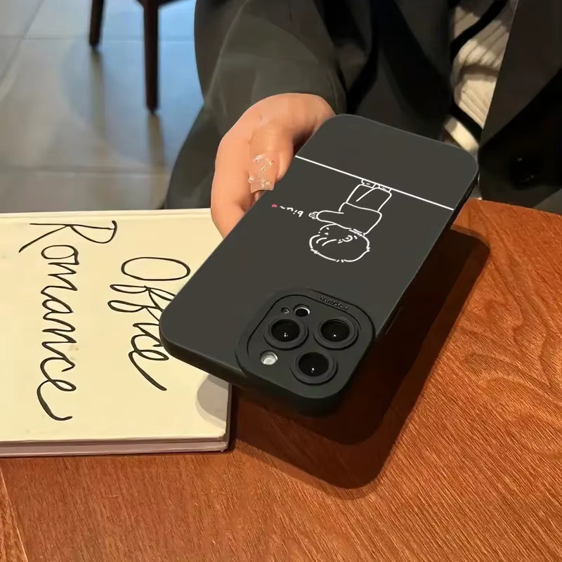 Silikon Handyhülle mit Paar-Muster für Apple iPhone Modelle in Schwarz - Bild 4