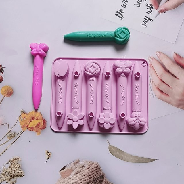 Silikonform mit 6 Kavitäten im Cartoon Tier Design für Schokolade, Gelee und Pudding, Grün und Pink - Bild 1