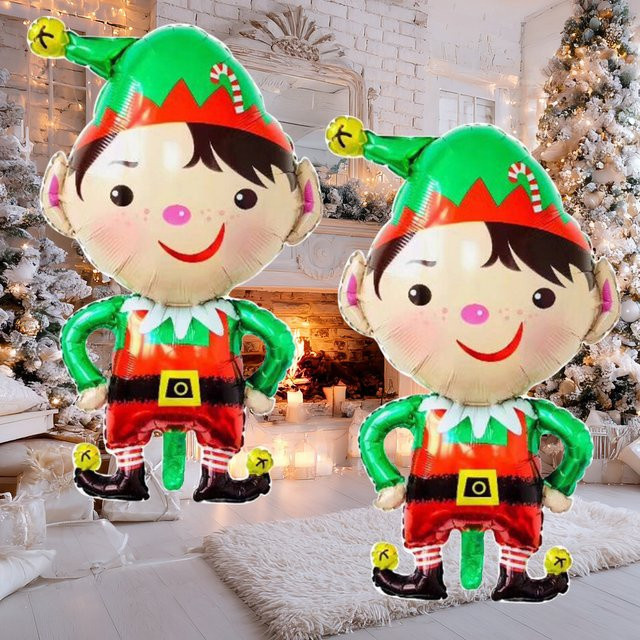 2er-Set Elfenform Folienballons in Multicolor für deine Weihnachtsdekoration und Partyzubehör - Bild 1