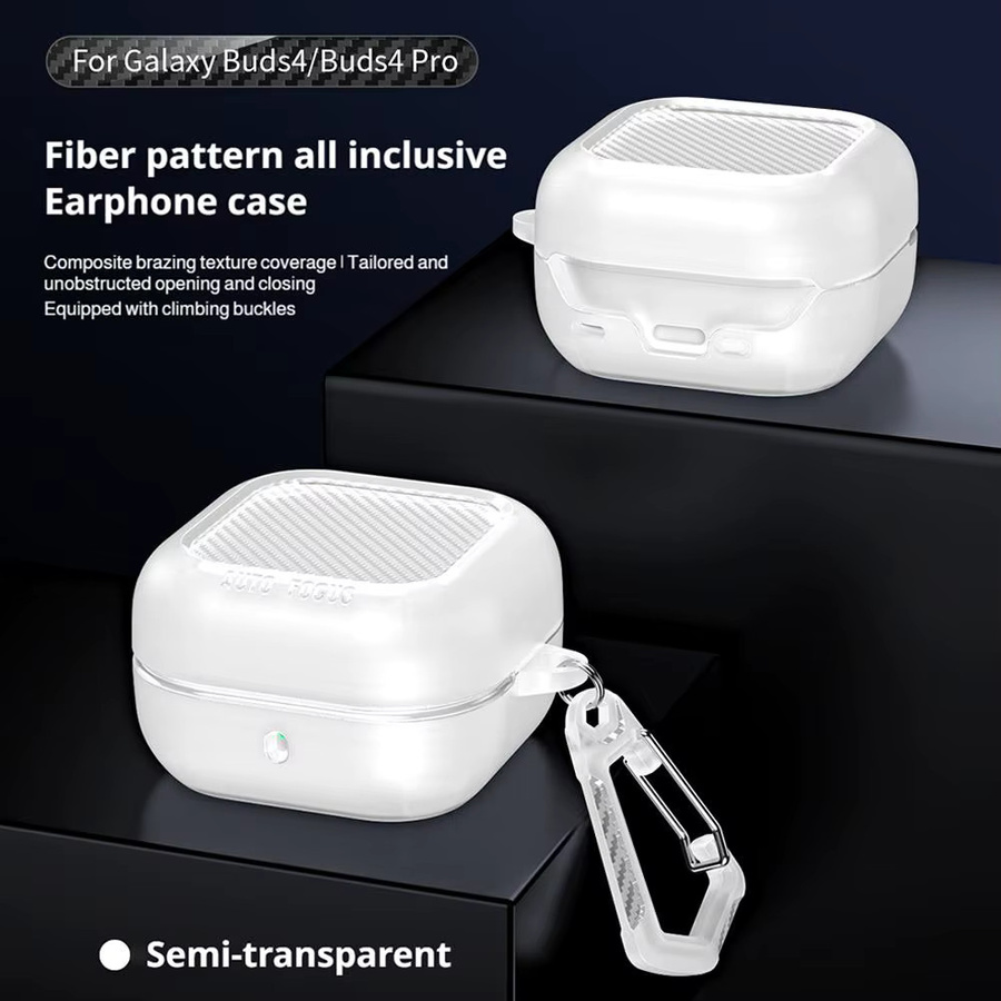 Schutzhülle mit Carbonfaser-Textur für Samsung Galaxy Buds4 und Buds4 Pro inklusive Haken und kabellosem Laden kompatibel - Bild 3