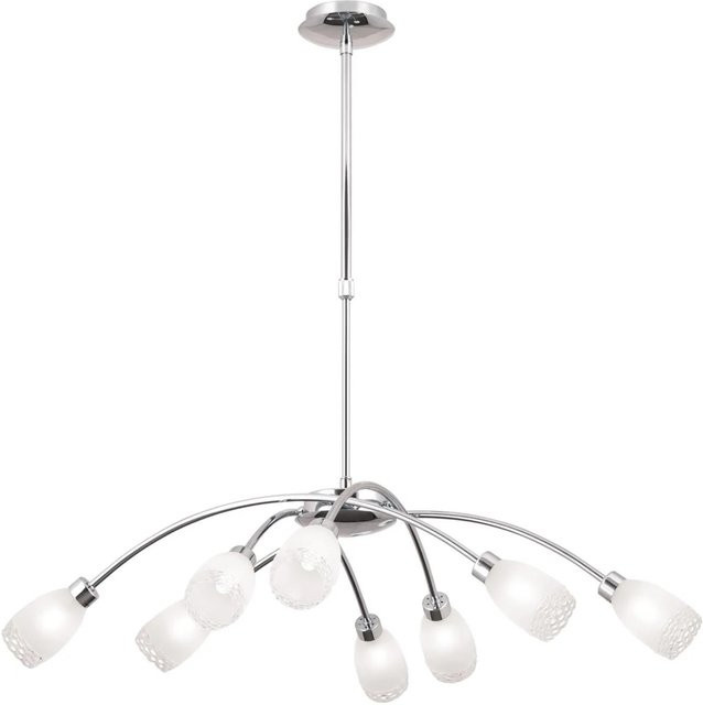 Orion Leuchten Hängeleuchte Carla in Chrom mit weißen Glasschirmen, Durchmesser: 84 cm, 8 x G9 - Bild 1
