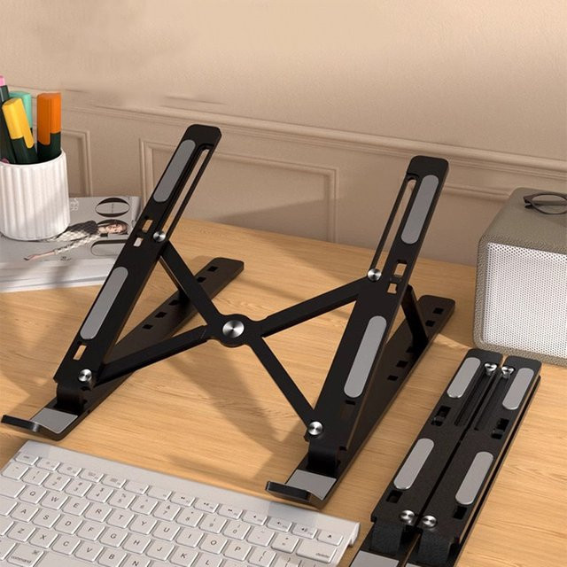 Einstellbarer faltbarer Laptop Ständer aus Kunststoff in Schwarz zur Kühlung und Monitorunterstützung - Bild 1