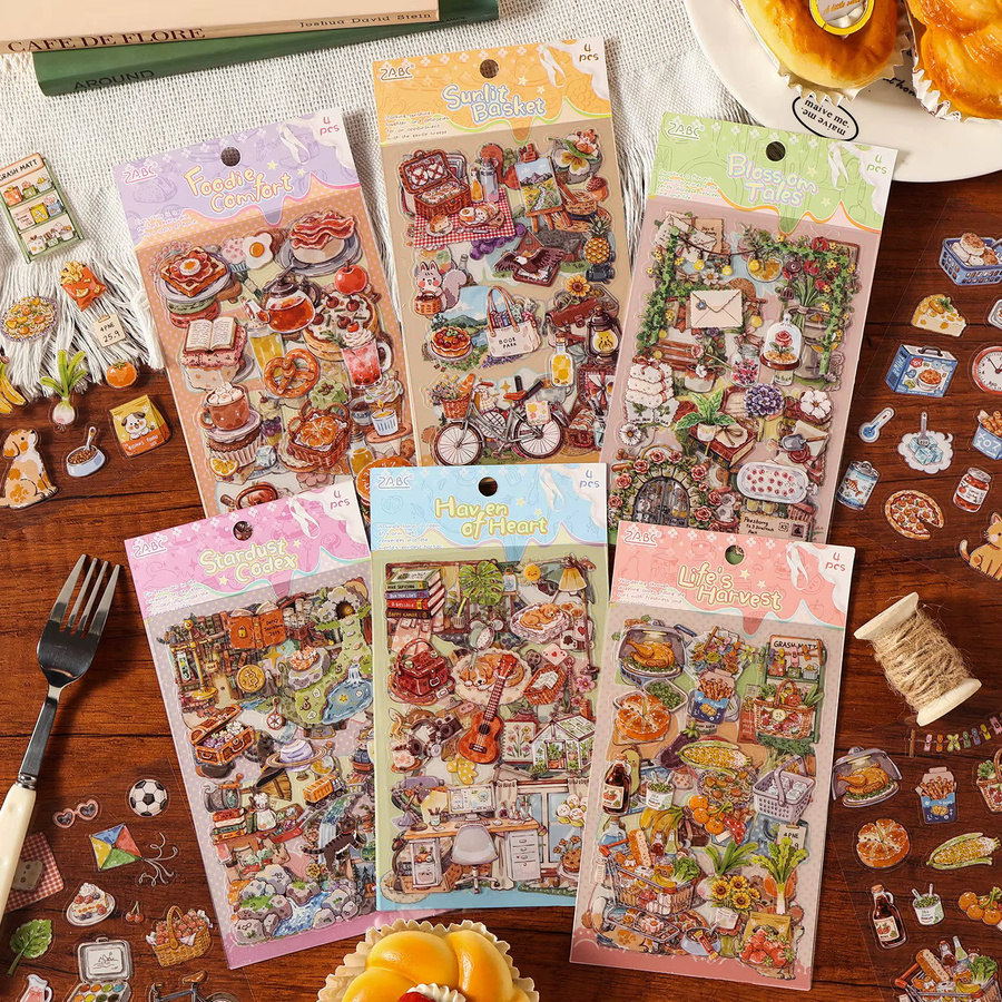 Wasserdichte PET-Sticker mit niedlichen Motiven für Journaling und Scrapbooking, Mehrfarbig - Bild 1