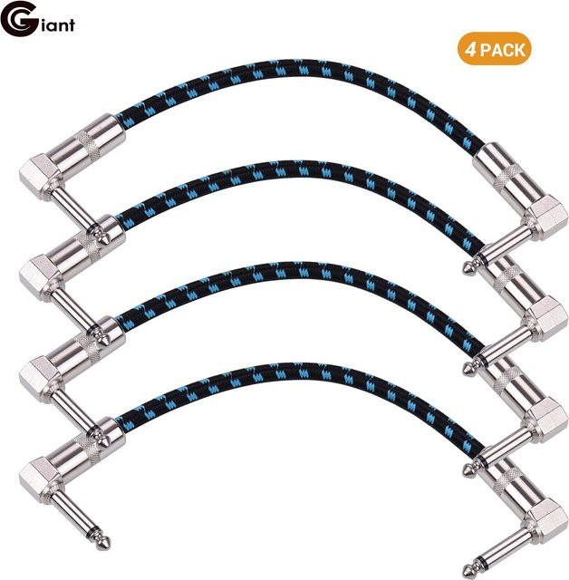 Ggiant AC-18-3 Gitarrenpedal-Patchkabel in Black & Blue mit Koxialleitung und Kupferabschirmung, Länge: 15,24 cm - Bild 1