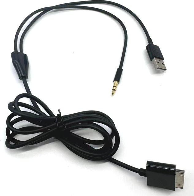 ZHONGSHANQIANYU 30-Pin auf 3,5 mm Klinke und USB Audio-Ladekabel für iPhone und iPod in Schwarz oder Weiß - Bild 1