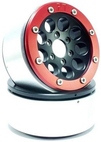 Metsafil 1:10 Crawler Felgen Gun Aluminium Schwarz/Rot 1 Paar - Bild 1