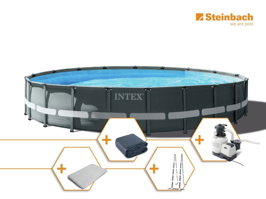 Intex Frame Swimming Pool Set Ultra Rondo XTR in Anthrazit mit Sandfilteranlage, Durchmesser: 610 cm, Höhe: 122 cm - Bild 3