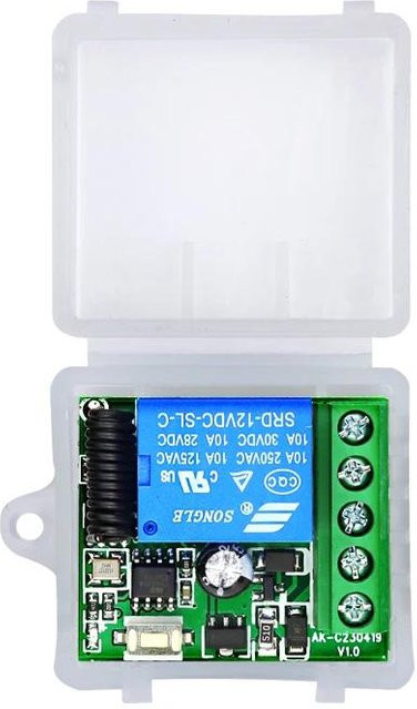 YJMP Kabelloser 433MHz Fernschalter mit 1-Kanal Relaismodul Empfänger DC 12V 10A für Tor, LED-Leuchten und Glühbirnen - Bild 1