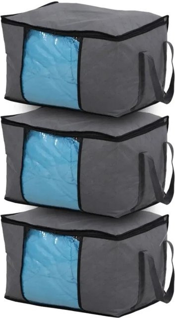 Svita Aufbewahrungstaschen 3er Set Organizer für das Unterbett in Grau, faltbar mit Griffen, B/T/H: 60 x 40 x 40 cm - Bild 1