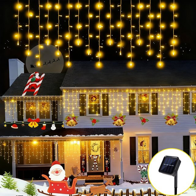 Peach Forest Solar Eis Säule Lichter mit 96 LED für Garten und Terrasse, 8 Beleuchtungsmodi - Bild 1
