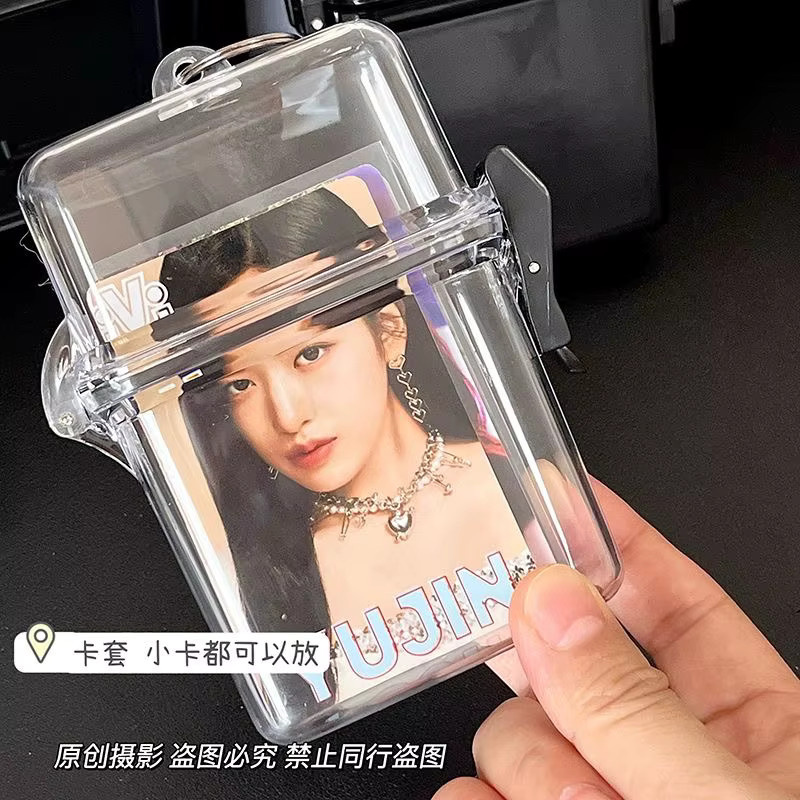 Tragbare Fotokarten Aufbewahrungsbox für Kpop Idol Fotokarten in Schwarz und Transparent aus Kunststoff - Bild 3