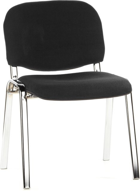 hjh OFFICE Vierfußstuhl XT 600 C in Schwarz mit Stoffbezug und verchromtem Stahlgestell, stapelbar - Bild 1