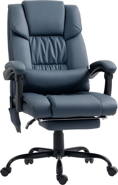 Vinsetto Massagesessel Aosom ergonomischer Bürostuhl mit Fußstütze und Kopfstütze in Blau aus Kunstleder - Bild 1