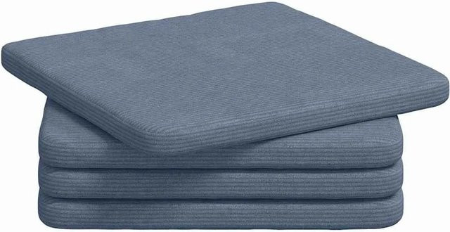 vidaXL Sitzkissen 4er Set Blau aus Cordstoff mit Schaumstofffüllung, B/T/H: 40 x 40 x 3 cm - Bild 1